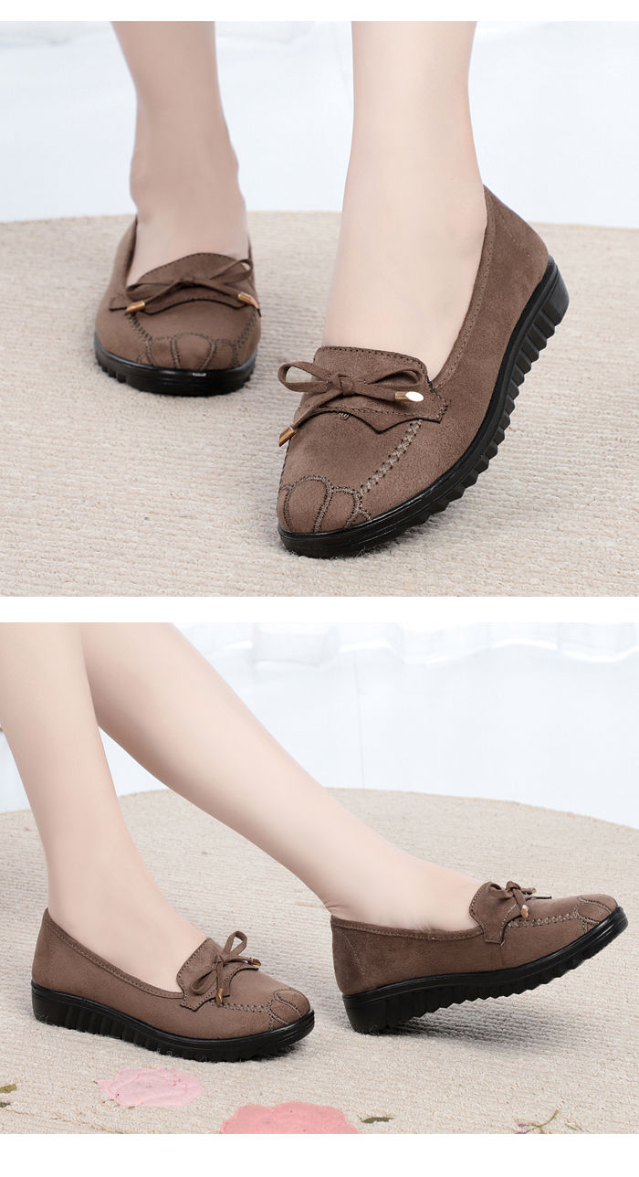 Women's Shoes > Flats > Loafers Women&apos;s shoes flat sole shoes middle-aged and elderly casual shoes black work shoes peas shoes