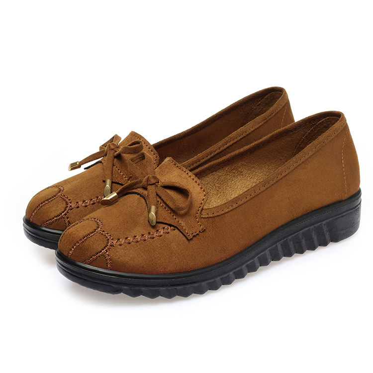 Women's Shoes > Flats > Loafers Women&apos;s shoes flat sole shoes middle-aged and elderly casual shoes black work shoes peas shoes