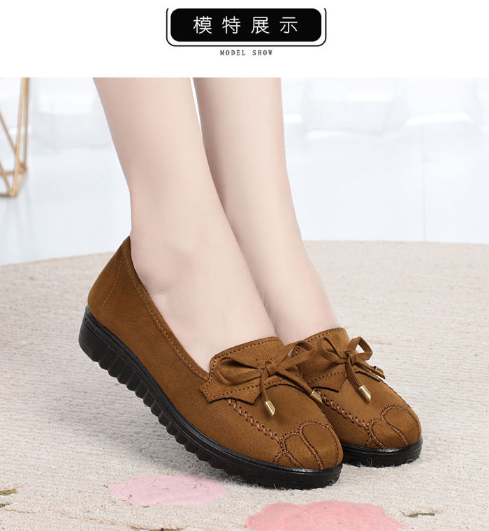Women's Shoes > Flats > Loafers Women&apos;s shoes flat sole shoes middle-aged and elderly casual shoes black work shoes peas shoes