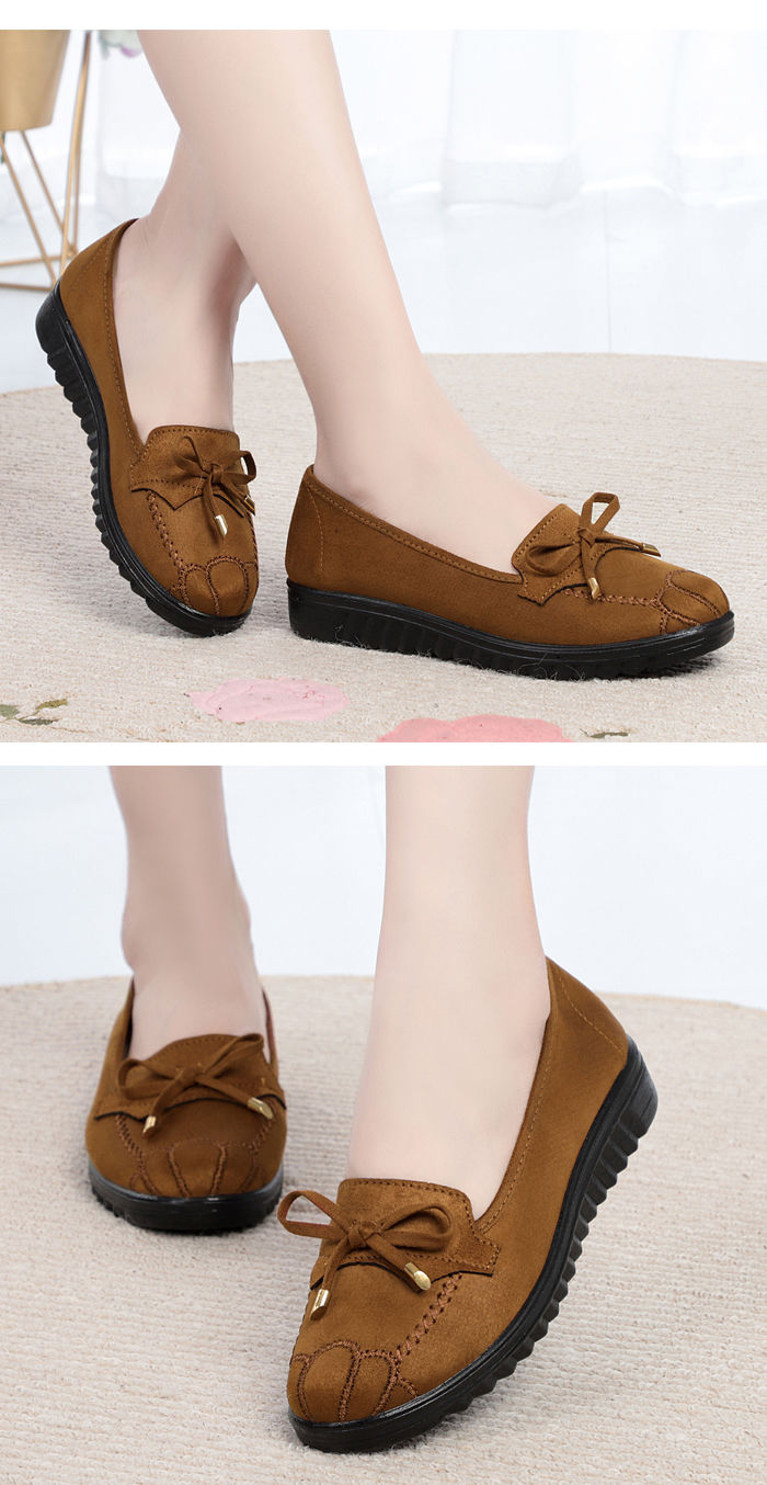 Women's Shoes > Flats > Loafers Women&apos;s shoes flat sole shoes middle-aged and elderly casual shoes black work shoes peas shoes