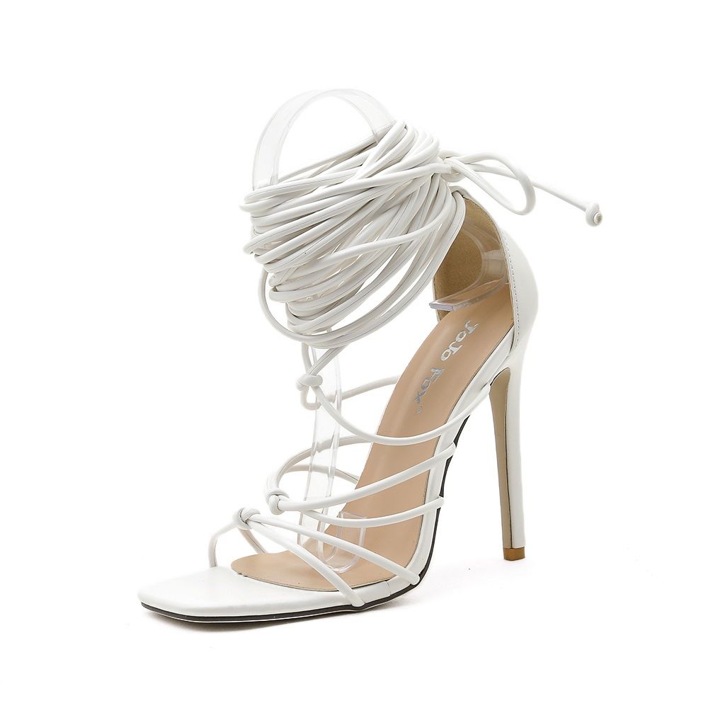 Sexy slimming lace-up stiletto high heel women's shoes Roman sandals plus size high heels