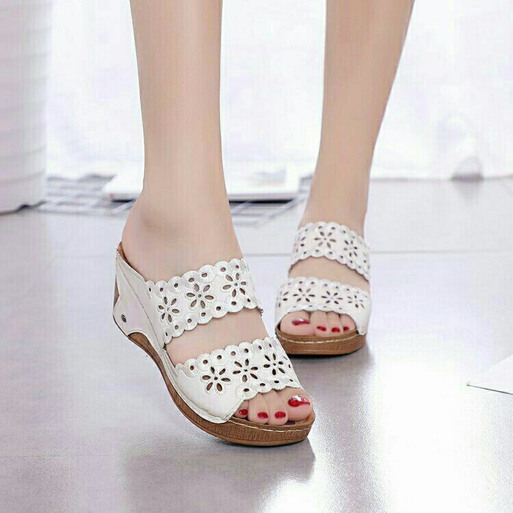 Women's Shoes > Sandals > Heels Sandals New hollow set foot high heel slippers casual wedge sandals large size platform shoes