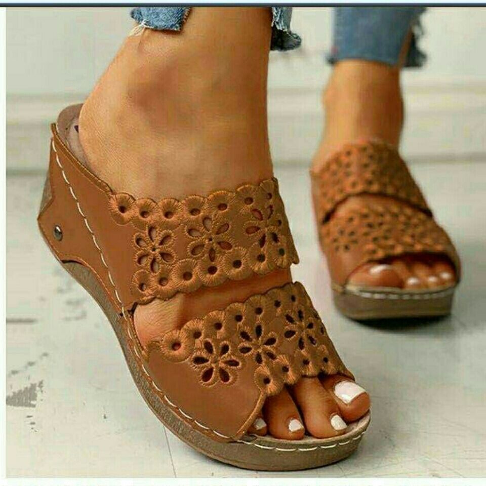 Women's Shoes > Sandals > Heels Sandals New hollow set foot high heel slippers casual wedge sandals large size platform shoes