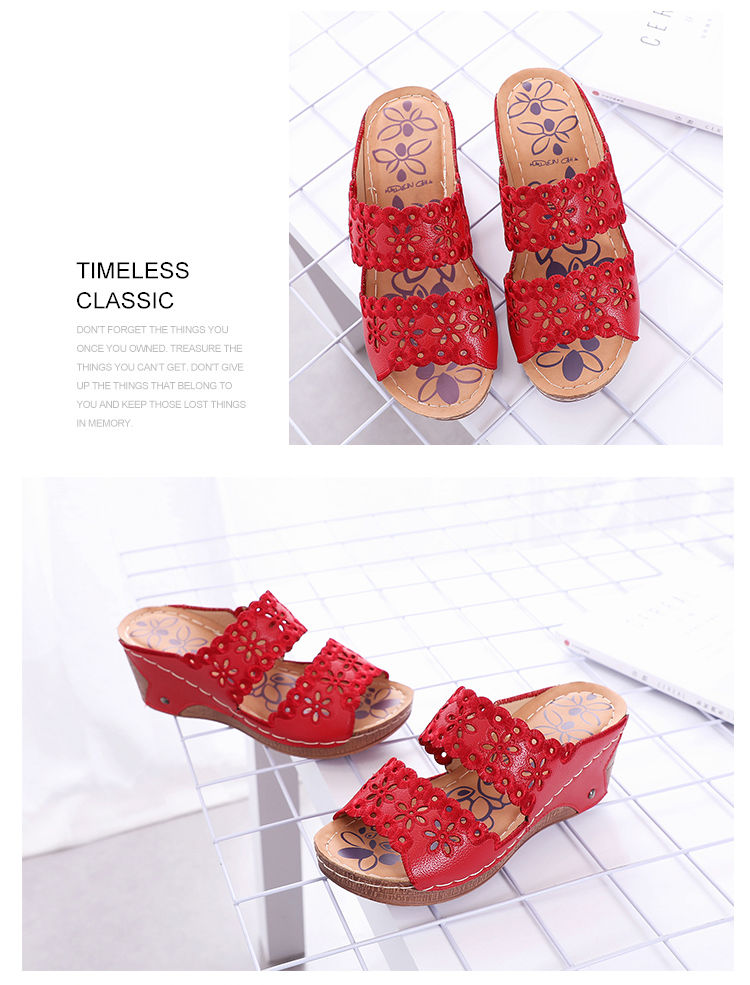 Women's Shoes > Sandals > Heels Sandals New hollow set foot high heel slippers casual wedge sandals large size platform shoes