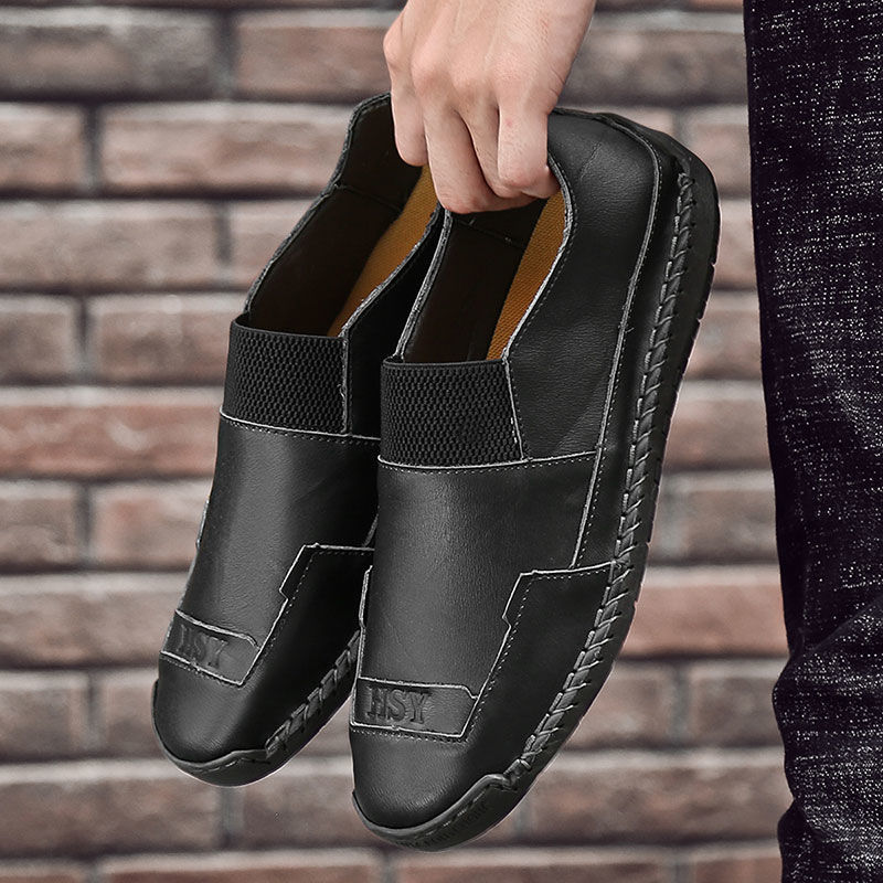 Casual fashion men's shoes autumn peas shoes lazy shoes all-match large size leather shoes