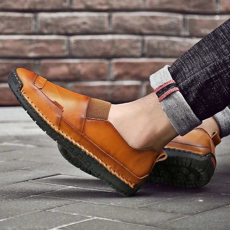 Casual fashion men's shoes autumn peas shoes lazy shoes all-match large size leather shoes