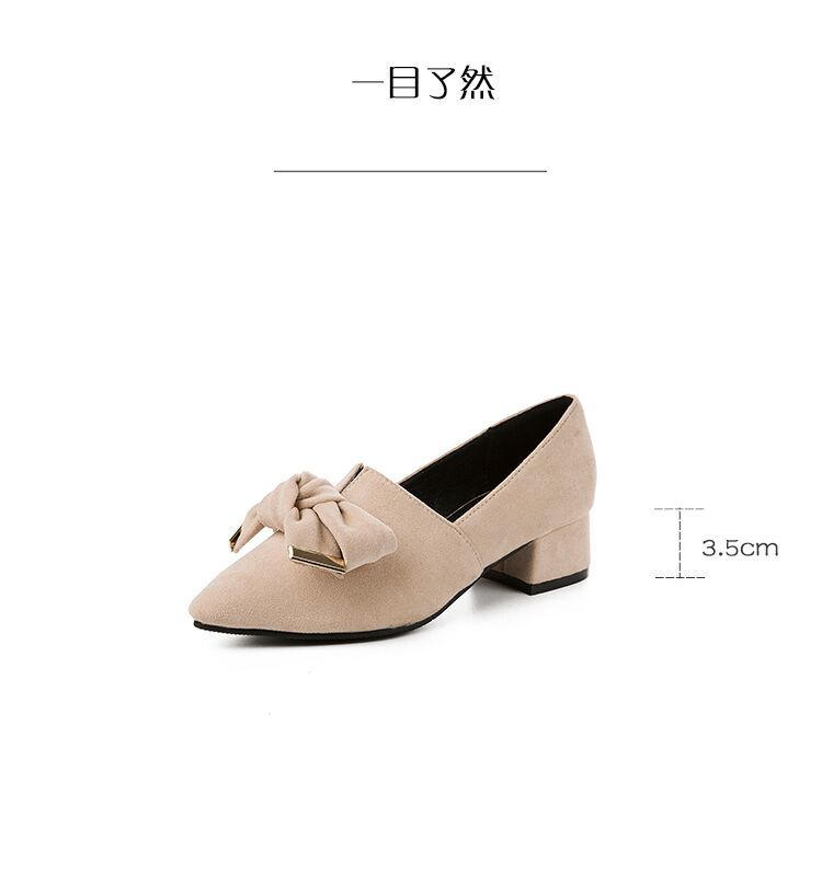 Women's Shoes > Heels High heels thick heel new shallow bow bow low heel all-match single shoes women