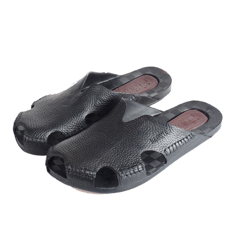 Men&apos;s Korean soft-soled fashion slippers non-slip outer wear sandals casual beach shoes Baotou sanda fashion sandals non-slip wear-resistant Summer Breathable take one size bigger