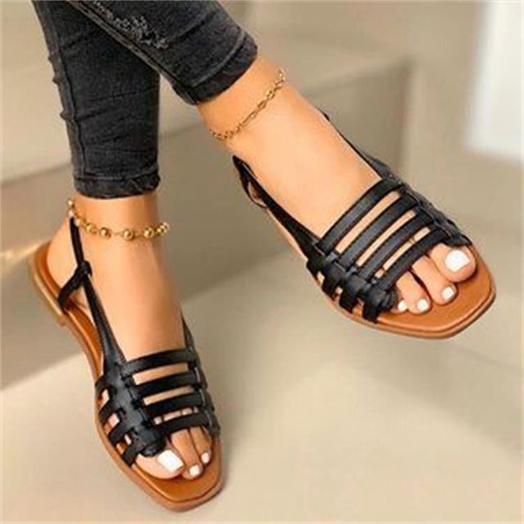 Women's Shoes > Sandals > Flats Sandals Large size women&apos;s shoes new fish mouth sandals female Roman style braided open-toe hollow flat sand