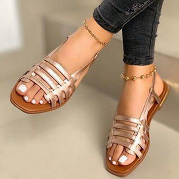 Women's Shoes > Sandals > Flats Sandals Large size women&apos;s shoes new fish mouth sandals female Roman style braided open-toe hollow flat sand
