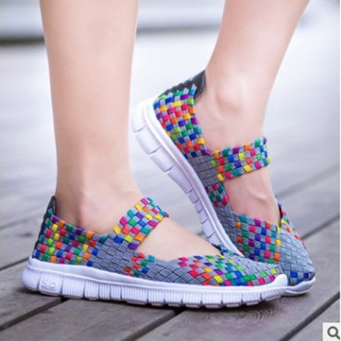 Women's shoes new breathable woven shoes women's sports online shoes wild flat lazy casual shoes