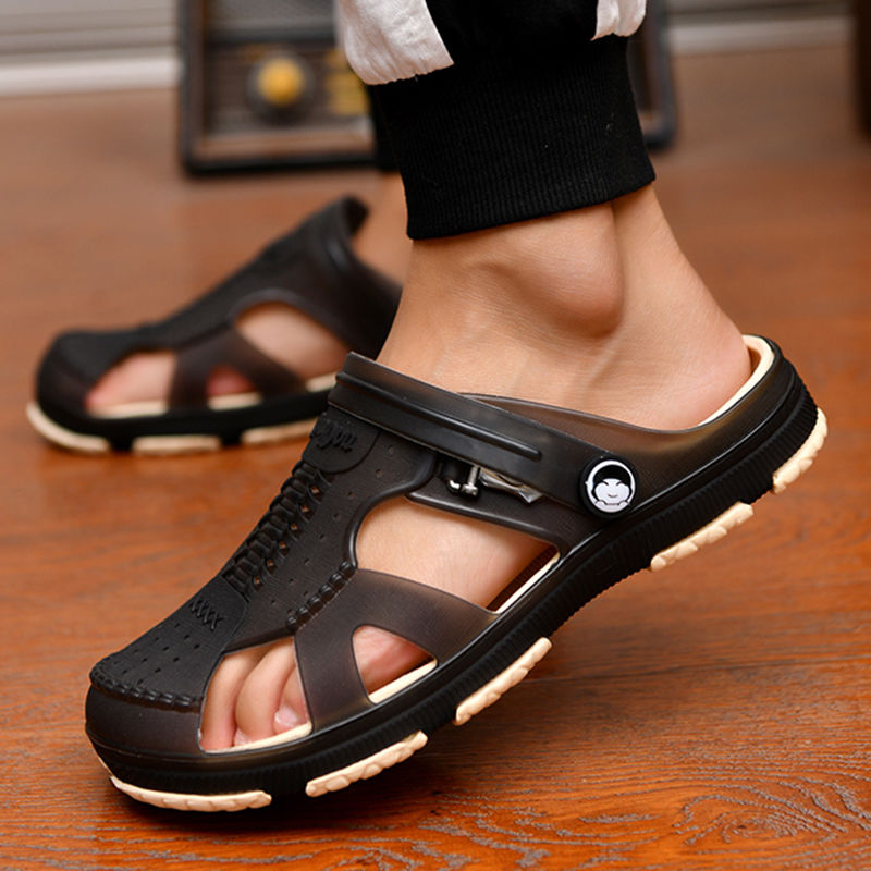 Men&apos;s slippers, men&apos;s new hole shoes, non-slip soft beach shoes, outer sandals and slippers, Baotou