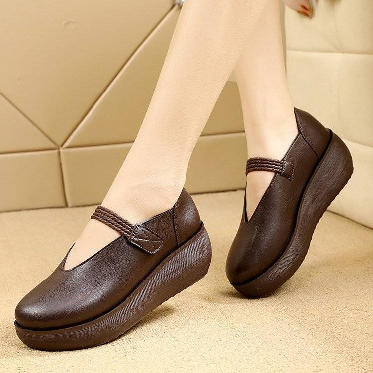 Women's Shoes > Heels Single shoes women&apos;s British style shallow mouth one pedal shoes thick sole casual women&apos;s shoes
