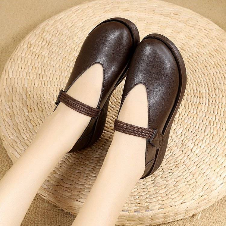 Women's Shoes > Heels Single shoes women&apos;s British style shallow mouth one pedal shoes thick sole casual women&apos;s shoes
