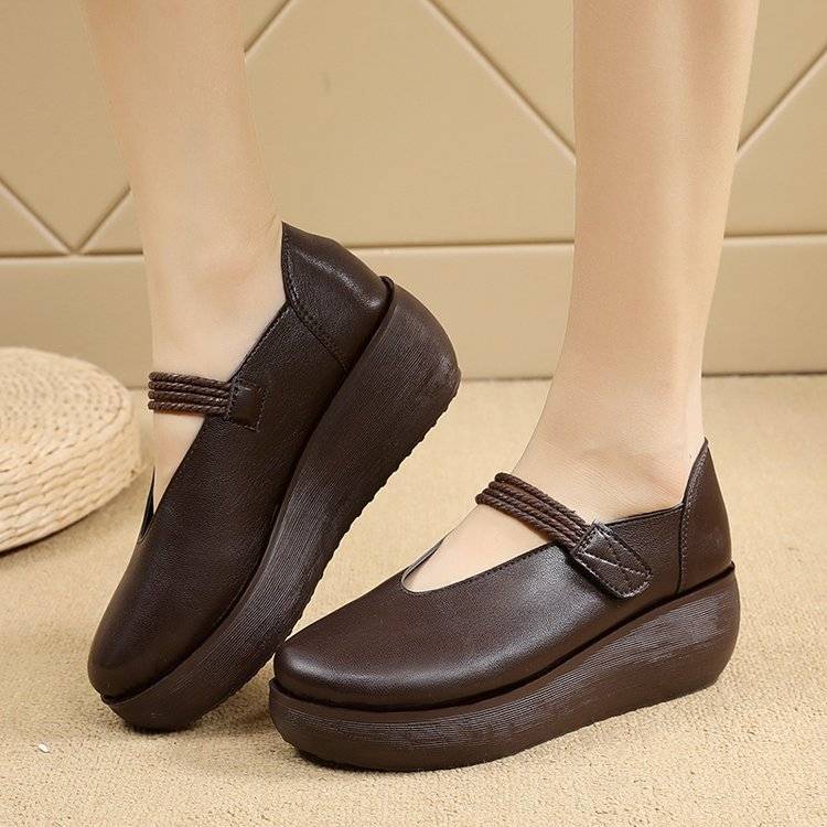 Women's Shoes > Heels Single shoes women&apos;s British style shallow mouth one pedal shoes thick sole casual women&apos;s shoes