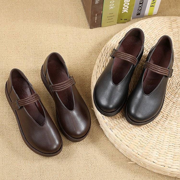 Women's Shoes > Heels Single shoes women&apos;s British style shallow mouth one pedal shoes thick sole casual women&apos;s shoes