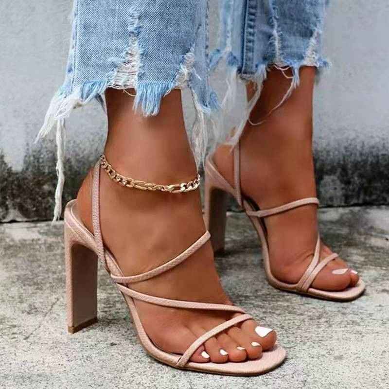 Women's Shoes > Sandals > Heels Sandals Large size spring and summer new high heels thick heel women's sandals square head women's shoes