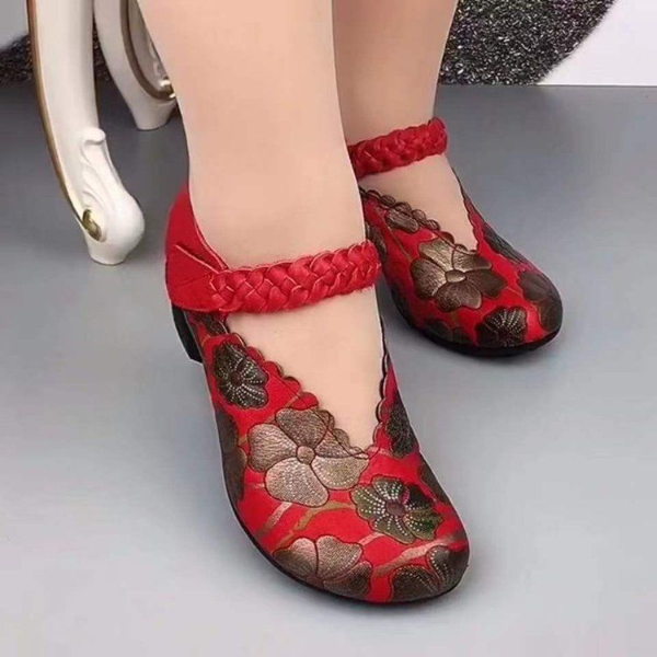 Women's Shoes > Flats > Loafers women's single shoes shallow mouth soft leather soft sole thick heel original flower mother shoes