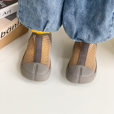 Children's hollow canvas boots boys and girls breathable mesh shoes baby soft bottom biscuit shoes