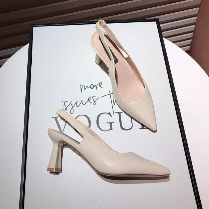 Women's Shoes > Heels 2023 new women's shoes are versatile. Nude French pointed high heels with a straight line and thick heels. The back of the toe wrap is empty