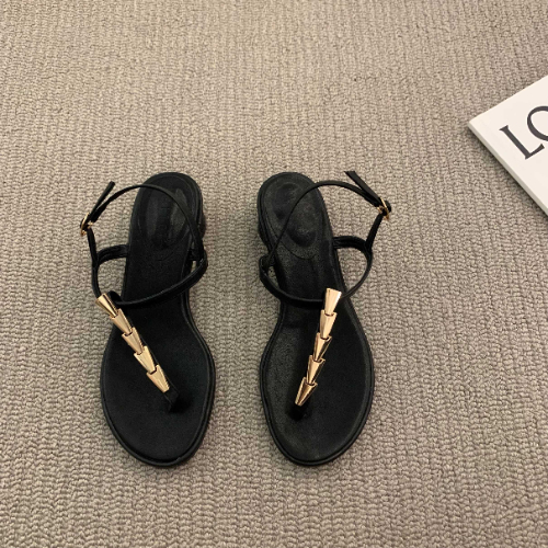 Thick heel pinch foot niche premium sandals fairy shoes new summer dress Roman shoes