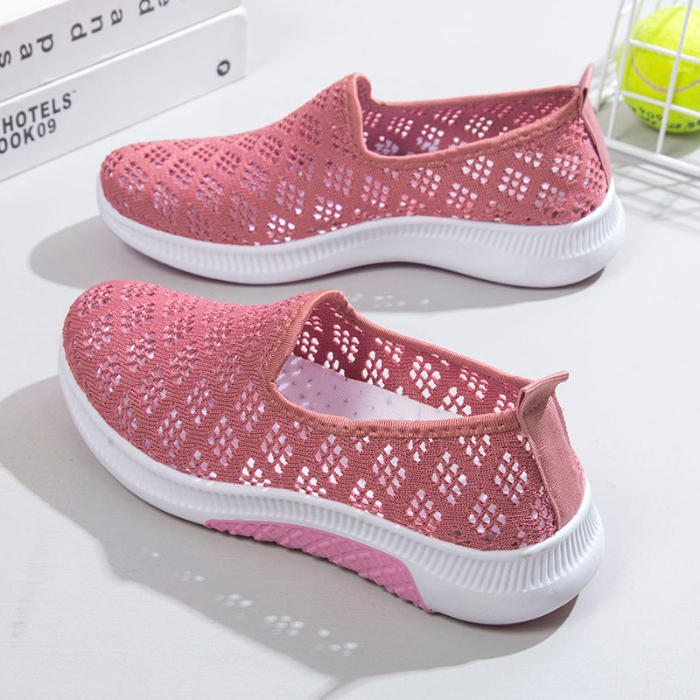 Women's Shoes > Athletic > Running Summer cloth shoes, women's tennis shoes, breathable mesh casual shoes, soft soled non slip women's shoes, one step on Mother's shoes