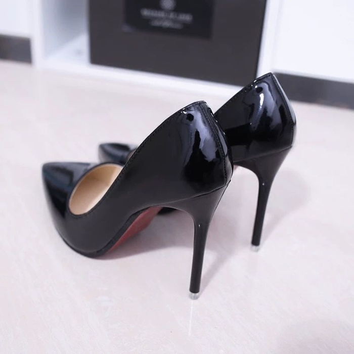 Women's Shoes > Heels High heels women's thin heels 2022 new black pointed middle heel shallow mouth sexy patent leather women's versatile single shoes