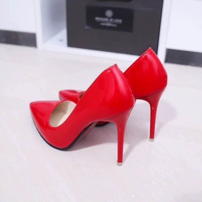 Women's Shoes > Heels High heels women's thin heels 2022 new black pointed middle heel shallow mouth sexy patent leather women's versatile single shoes