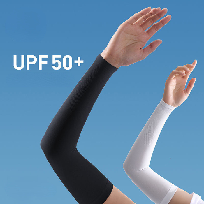 Summer sun protection ice sleeve men's and women's solid color black-and-white patterned outdoor sports UV protective arm sleeve