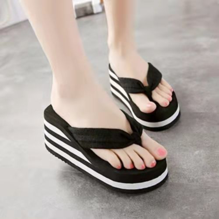 Women's Shoes Slippers Flip-Flops Flip-flops high-heeled thick-soled slippers women's outer wear summer beach non-slip ladies sandals and slippers
