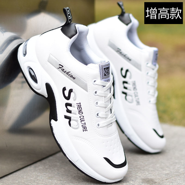 Men's Shoes > Sneakers Men's summer white sneakers men's casual breathable thick-soled white shoes men's leather waterproof running white tide shoes
