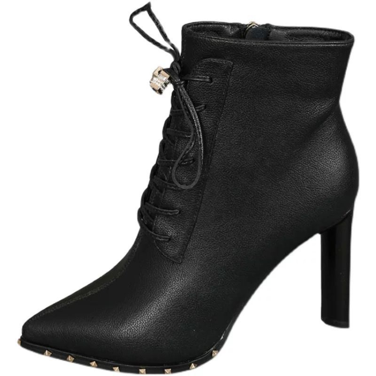 Women's Shoes > Boots > Ankle & Bootie Short Boots Women's 2022 New Rivet Pointed High Heel Boots Women's Rough Heels Versatile Slim Martin Boots Women