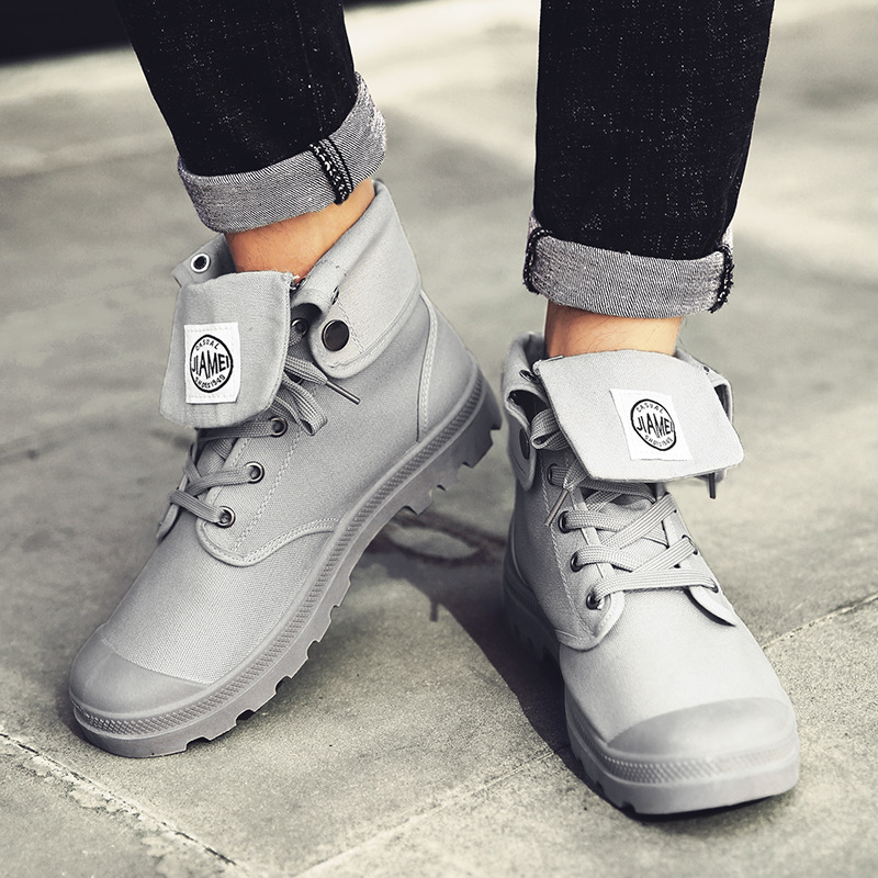 Men's Shoes  Boots  Ankle & Bootie Large men's Retro Martin boots high top canvas shoes men's work wear boots