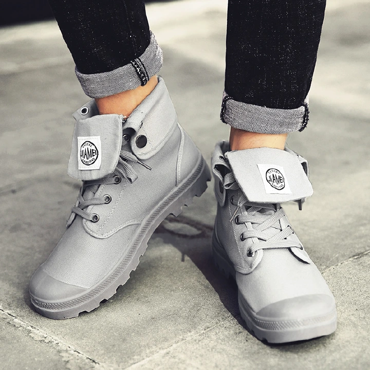 Men's Shoes  Boots  Ankle & Bootie Large men's Retro Martin boots high top canvas shoes men's work wear boots