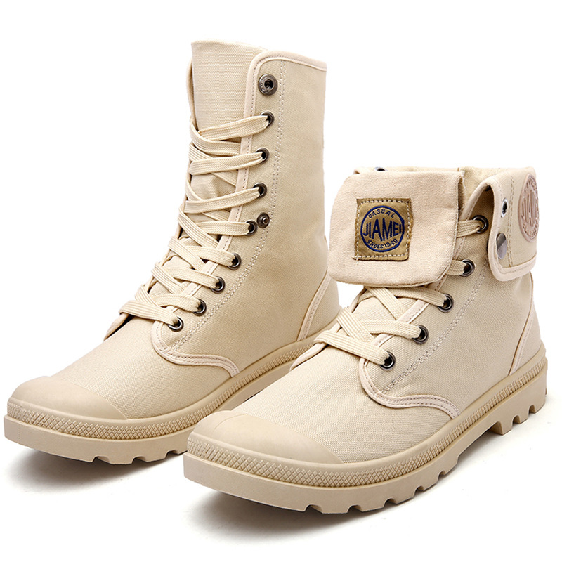 Men's Shoes  Boots  Ankle & Bootie Large men's Retro Martin boots high top canvas shoes men's work wear boots