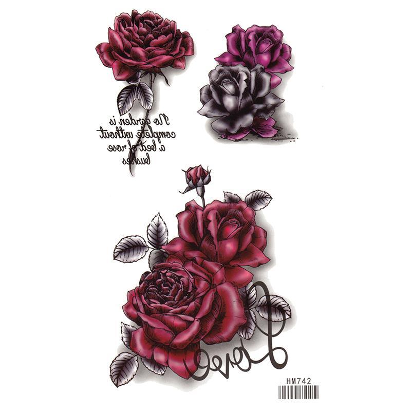 Rose flower tattoo stickers waterproof women&apos;s long-lasting sexy 3D stereo tattoo stickers