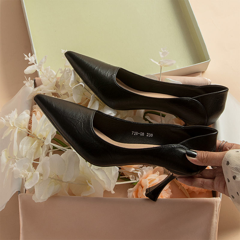 Women's Shoes  Heels Single shoes women new high heels women stiletto fashion pointed toe work shoes ladies fashion girls comfortable sliding Usually one size larger / high heels