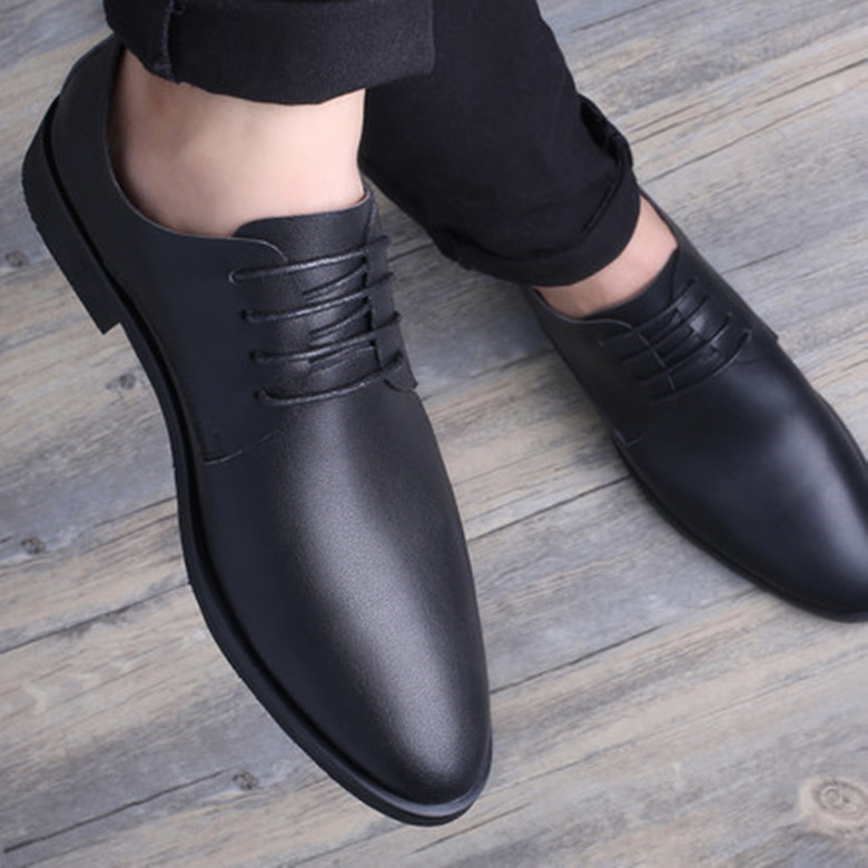 Men's soft leather shoes, business lazy shoes, men's Korean style hollow casual shoes