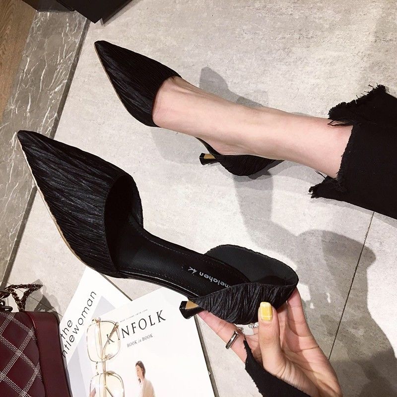 Fashion girl high heels stiletto pointed toe hollow sandals female new shallow mouth single shoes