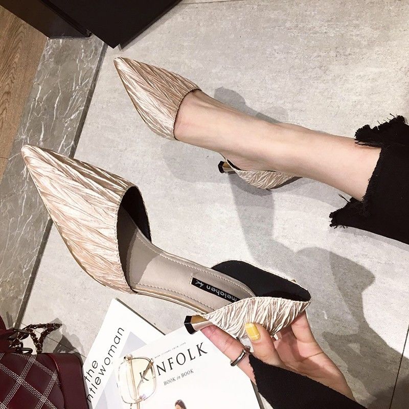 Fashion girl high heels stiletto pointed toe hollow sandals female new shallow mouth single shoes