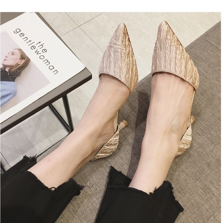 Fashion girl high heels stiletto pointed toe hollow sandals female new shallow mouth single shoes