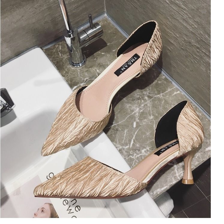 Fashion girl high heels stiletto pointed toe hollow sandals female new shallow mouth single shoes