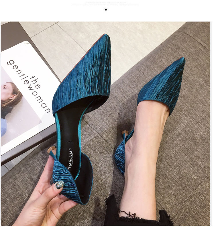 Fashion girl high heels stiletto pointed toe hollow sandals female new shallow mouth single shoes