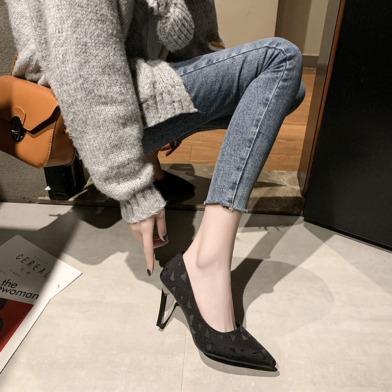 High heels women's new Korean version of all-match large size stiletto heel professional black shoes