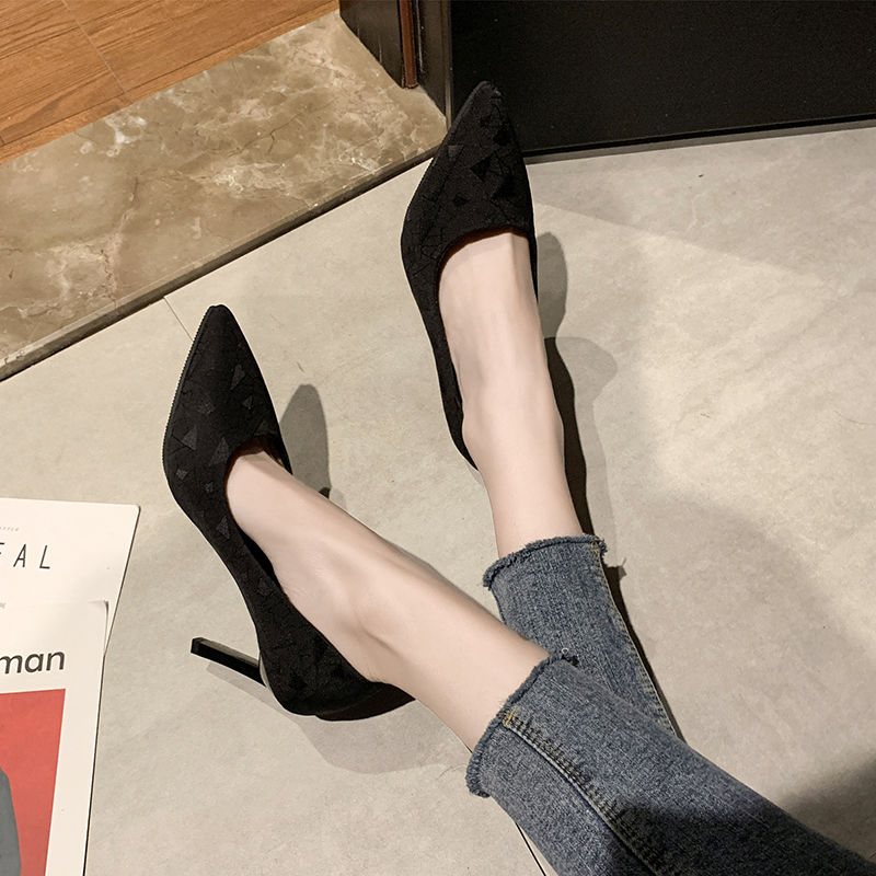 High heels women's new Korean version of all-match large size stiletto heel professional black shoes