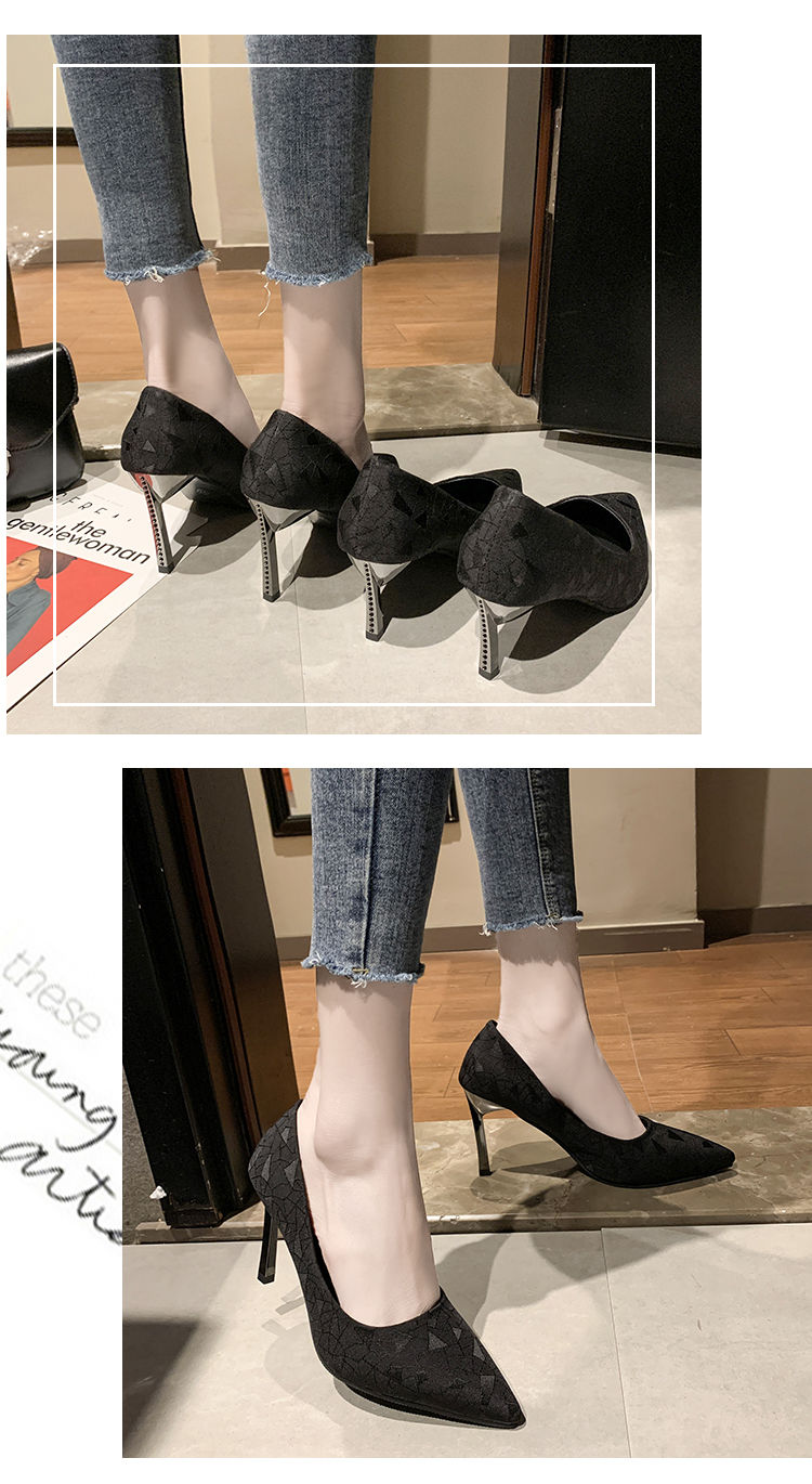 High heels women's new Korean version of all-match large size stiletto heel professional black shoes