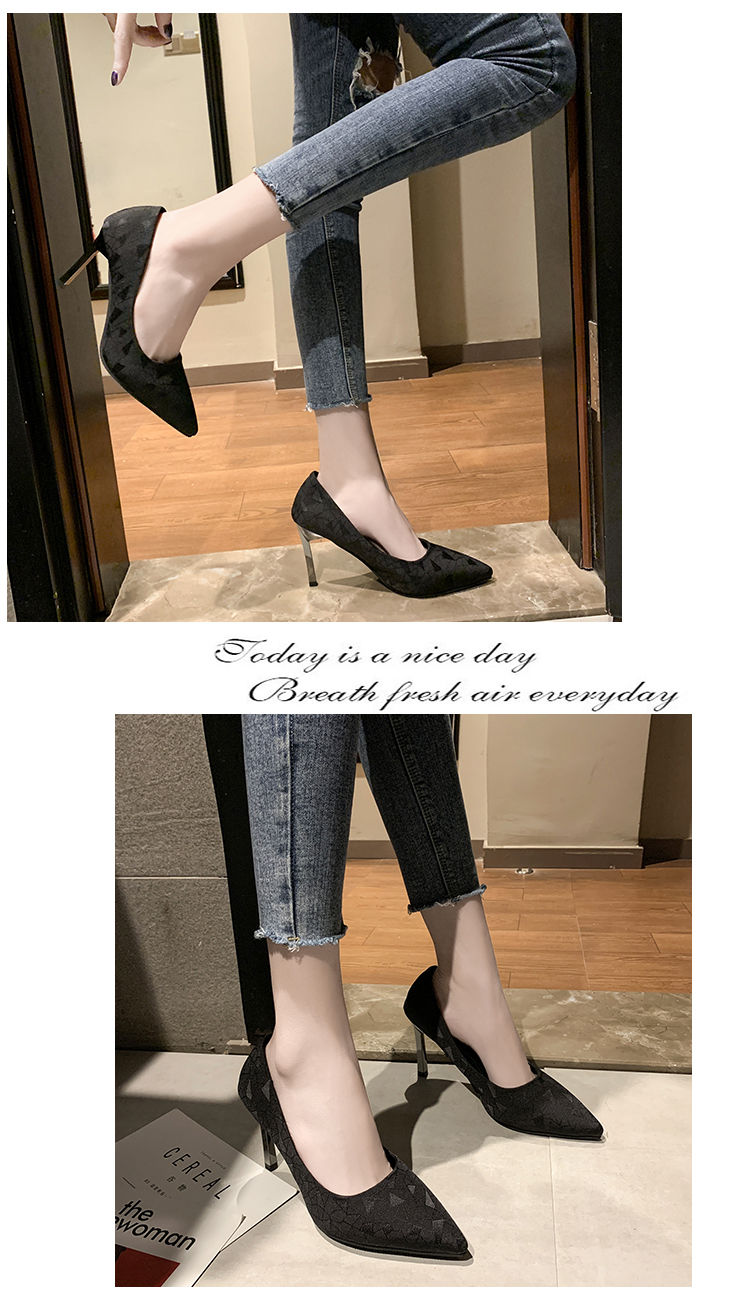 High heels women's new Korean version of all-match large size stiletto heel professional black shoes