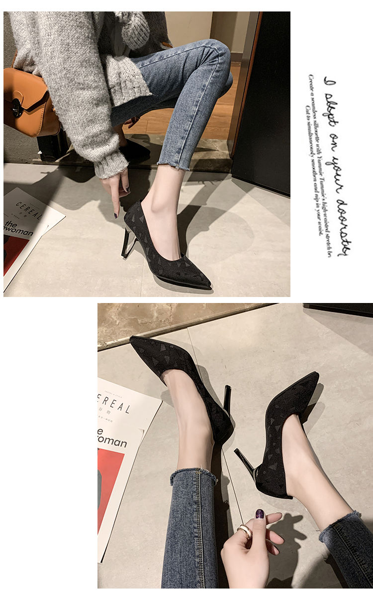 High heels women's new Korean version of all-match large size stiletto heel professional black shoes