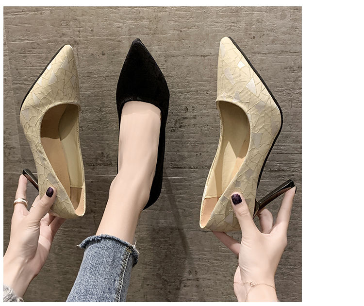 High heels women's new Korean version of all-match large size stiletto heel professional black shoes