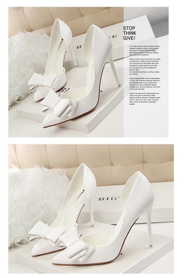 Women's Shoes  Heels Korean version of the new sweet fashion pointed stiletto bow high heels single shoes women